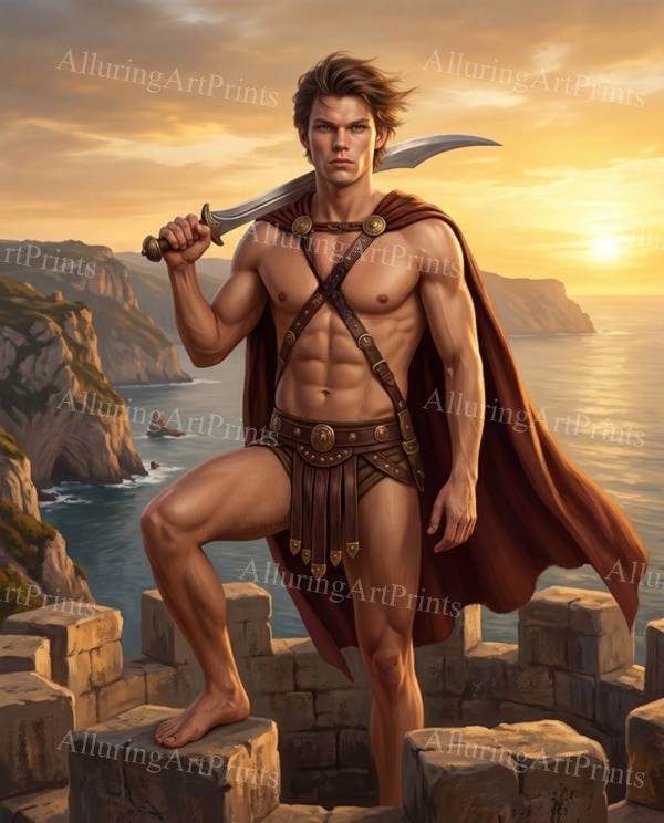 Male Model Knight Muscular Digital Art AI Fantasy - G36