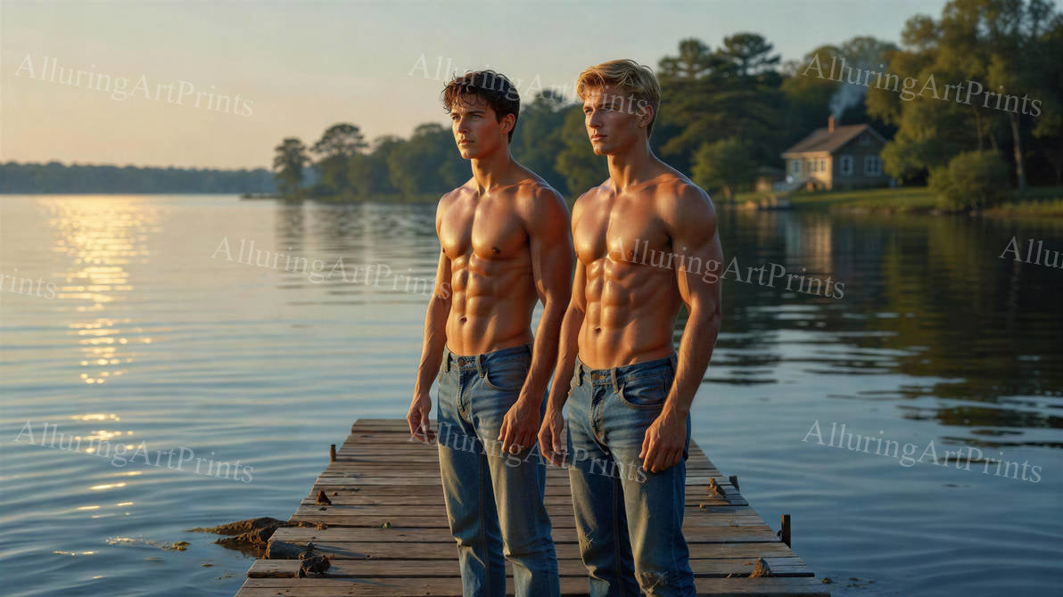 Male Models Beach Muscular Digital Art AI Fantasy - G518