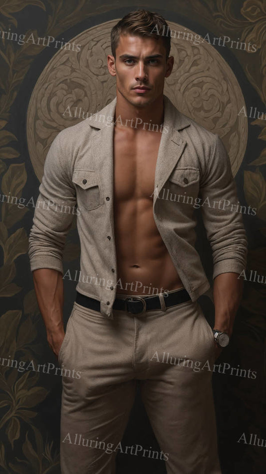 Male Model Muscular Digital Art AI Fantasy - G530