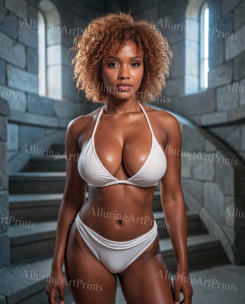 Risque Black Model Female Digital Art AI Fantasy - G571
