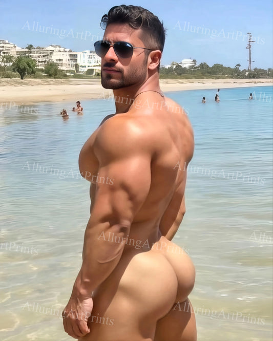 Nude Male Model Muscular Buns- G589