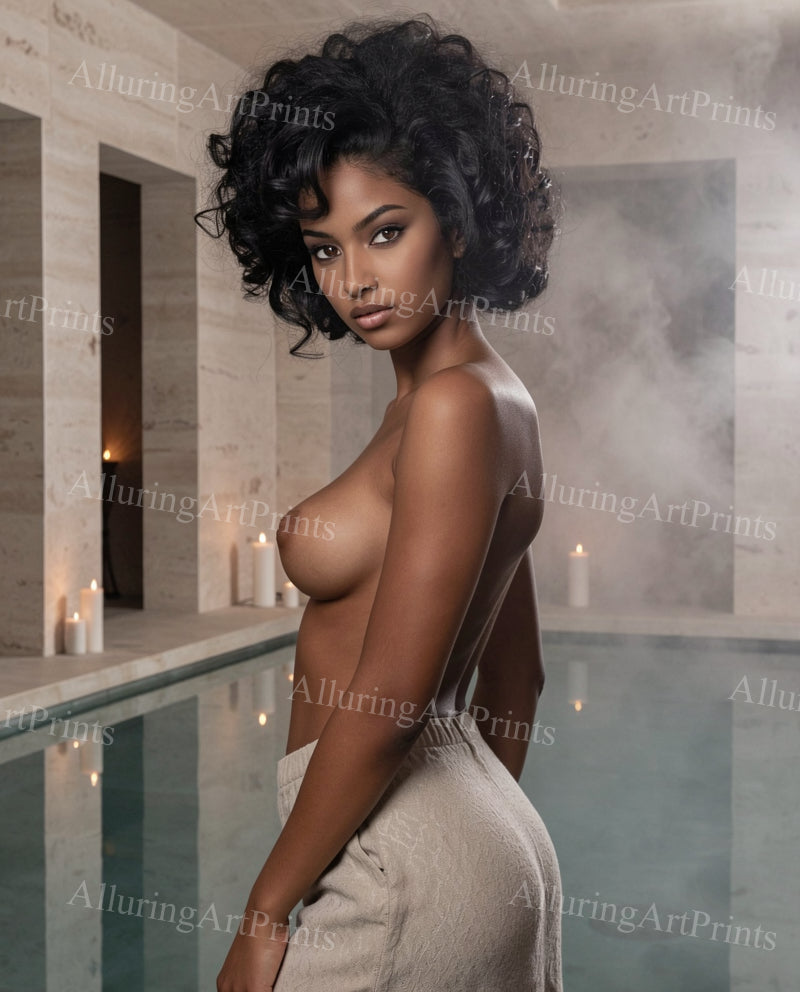 Nude Black Model Female Digital Art AI Fantasy - G592