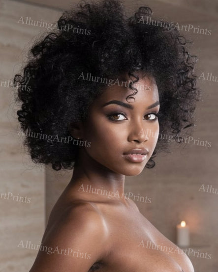 Nude Black Model Female Digital Art AI Fantasy - G593