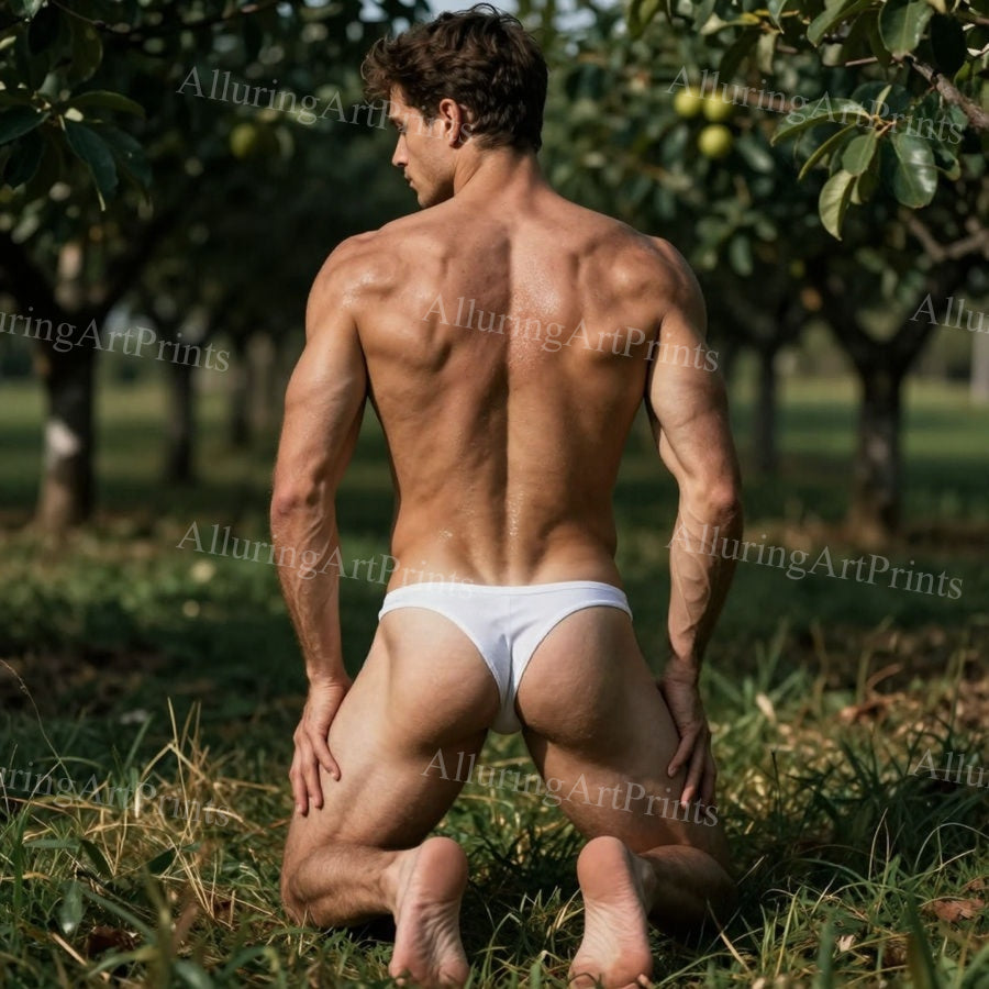 Nude Male Model Muscular Buns- G746