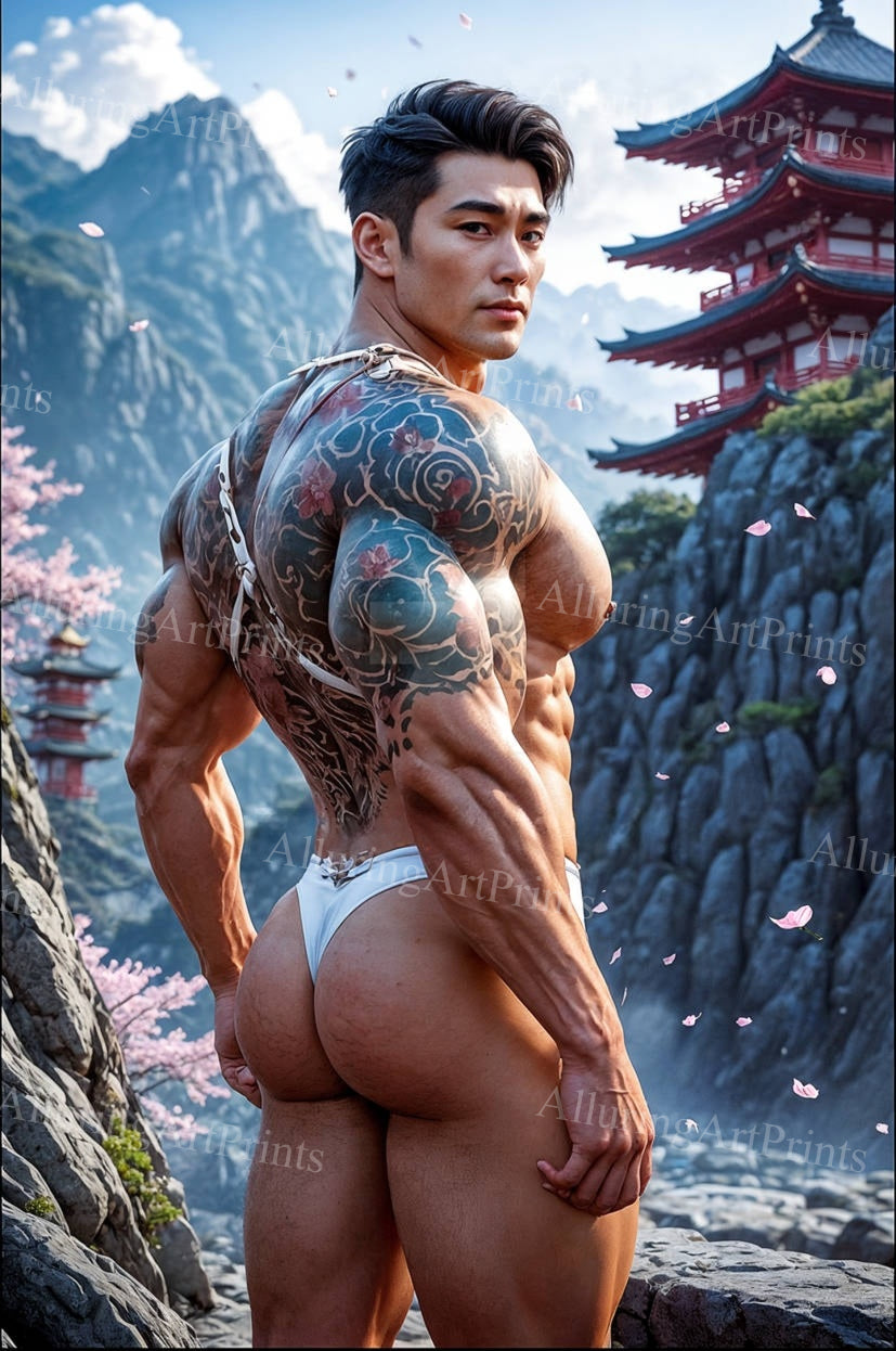 Nude Male Model Muscular Buns- G794