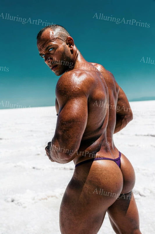 Nude Black Male Model Muscular Buns- G809