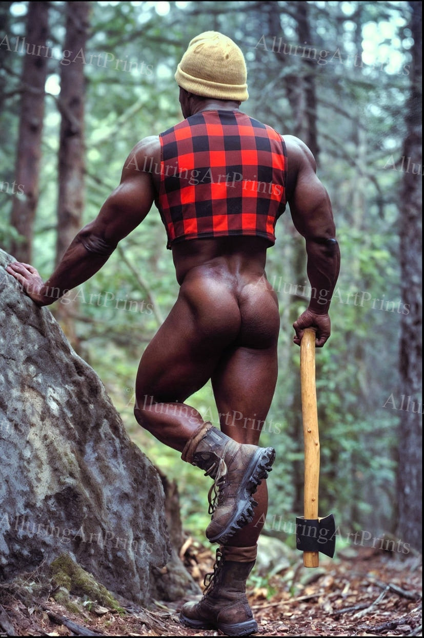 Nude Black Male Model Muscular Buns- G821