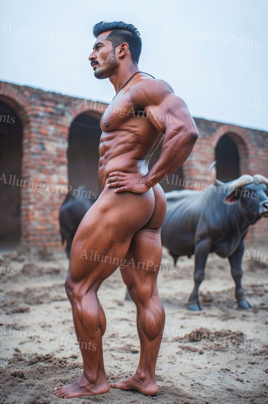 Nude Male Model Muscular Buns- G832