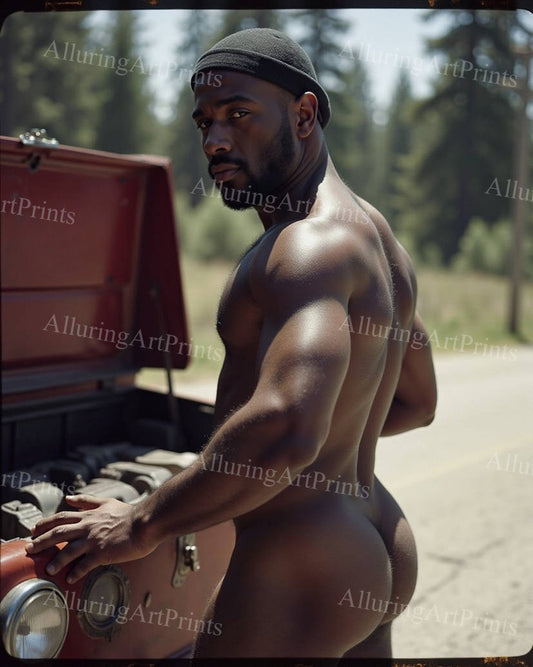 Nude Black Male Model Muscular Buns- G849