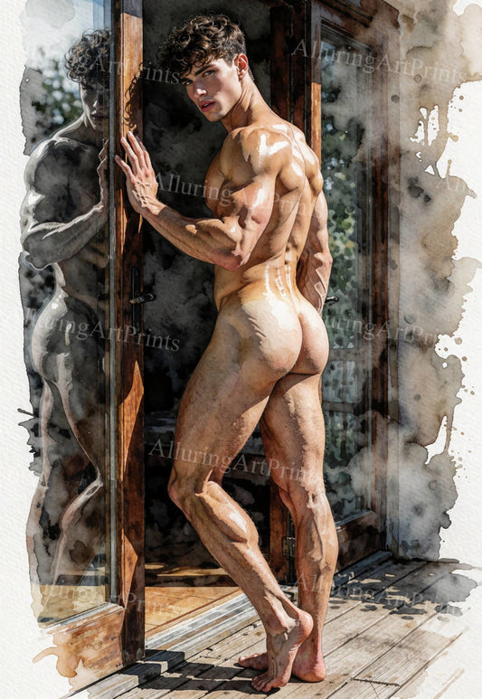 Nude Male Model Muscular Buns- G936