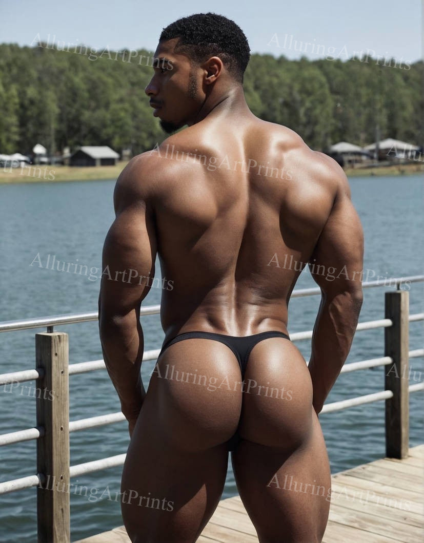 Nude Black Male Model Muscular Buns- G987