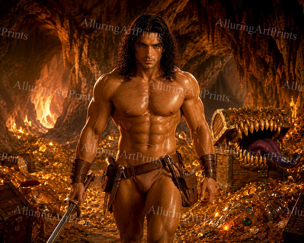 Male Model Muscular Digital Art AI Fantasy - H116