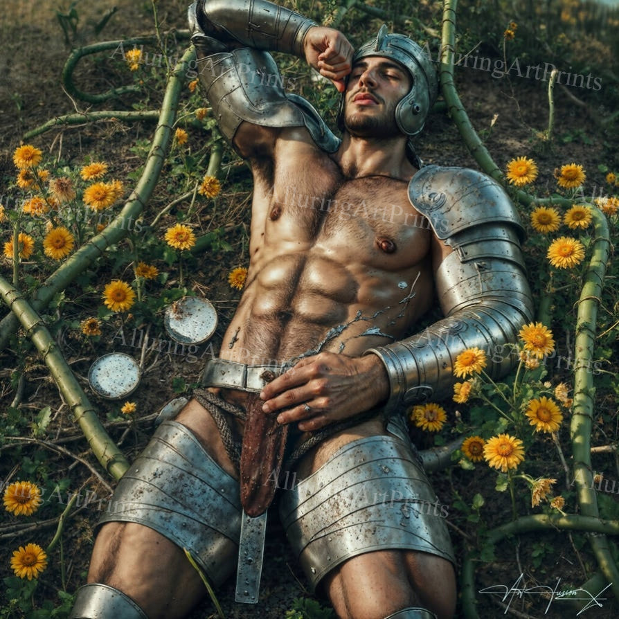 Male Model Knight Muscular Digital Art AI Fantasy - H167