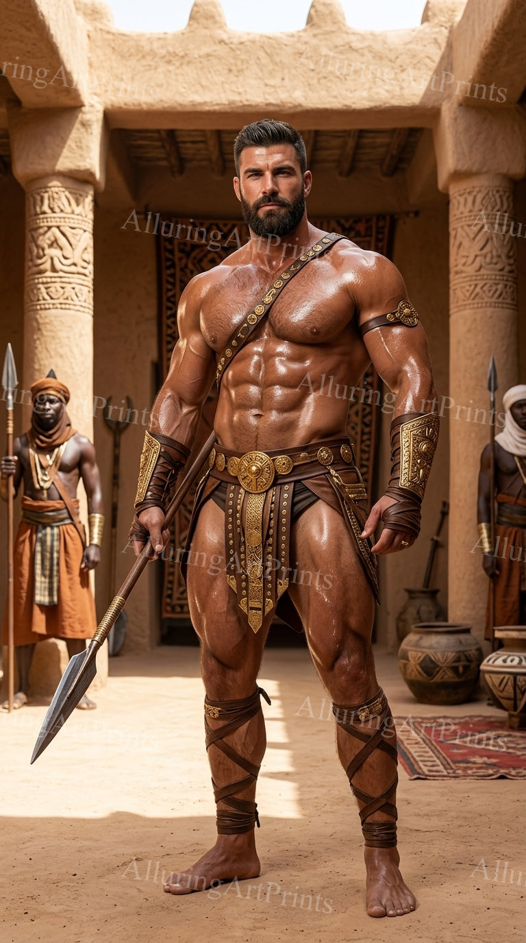 Black Male Model Muscular Digital Art AI Fantasy - H176