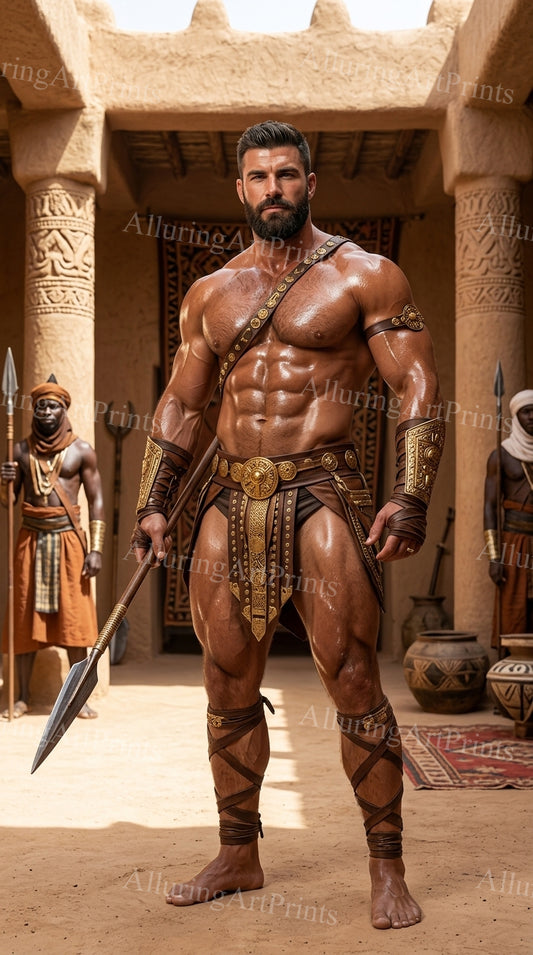 Black Male Model Muscular Digital Art AI Fantasy - H176