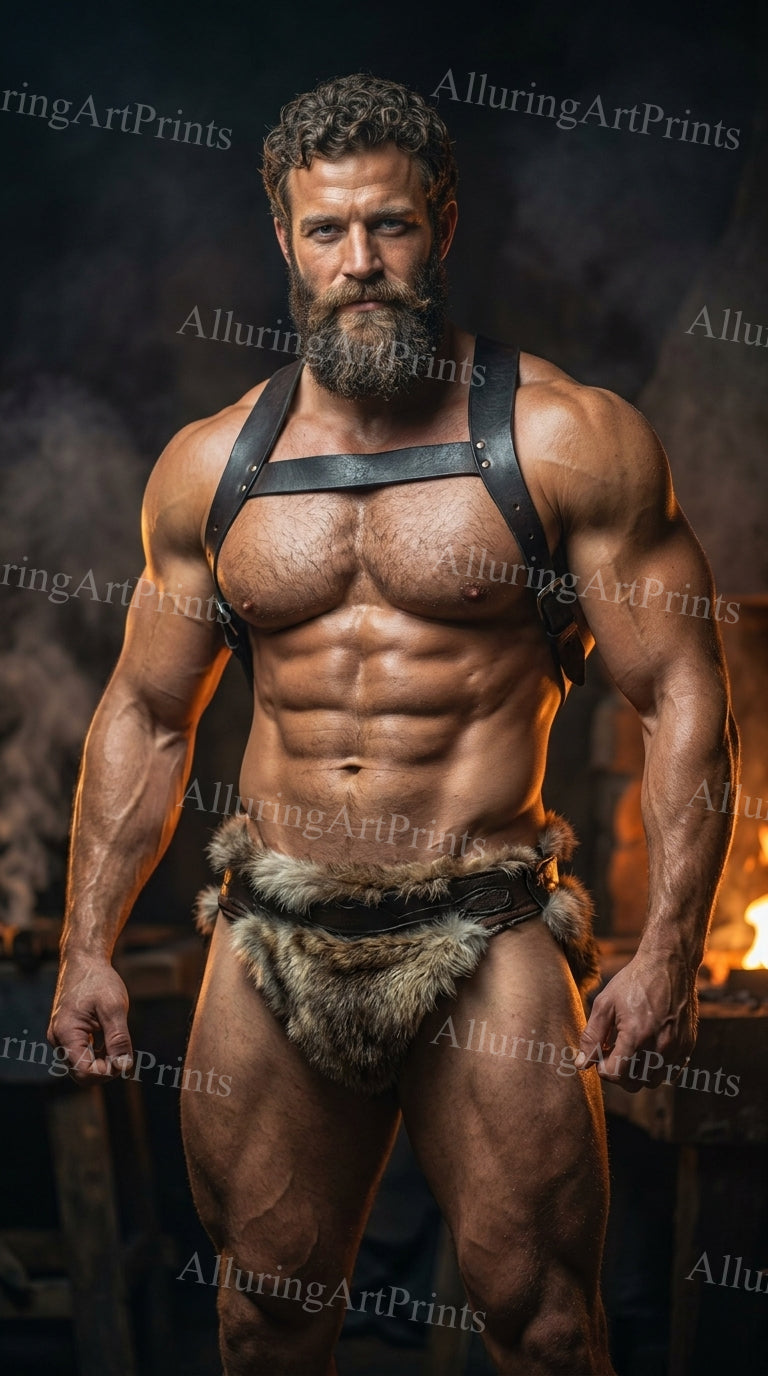 Male Model Knight Mature Muscular Digital Art AI Fantasy - H180