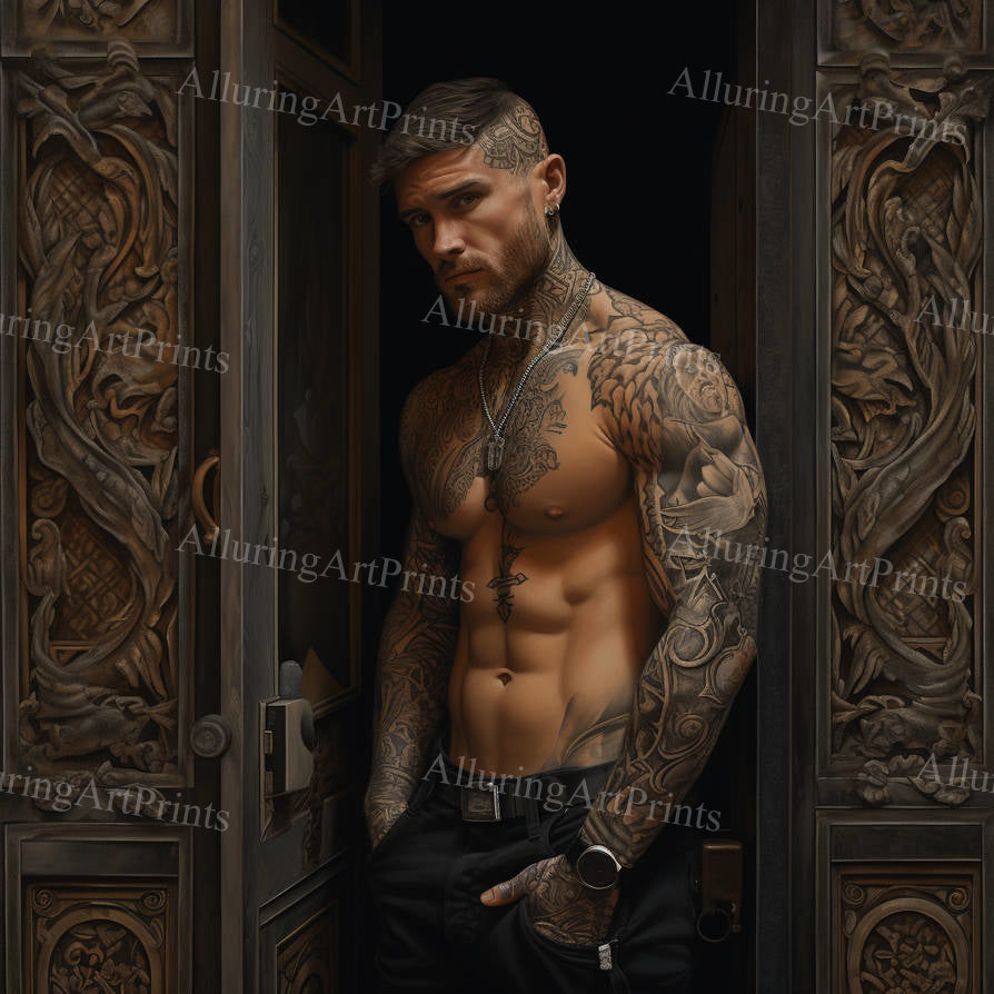 Male Model Tattoo Muscular - H272