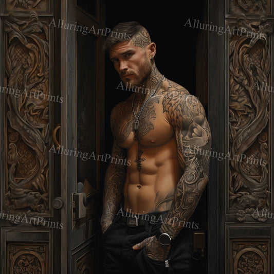 Male Model Tattoo Muscular - H272