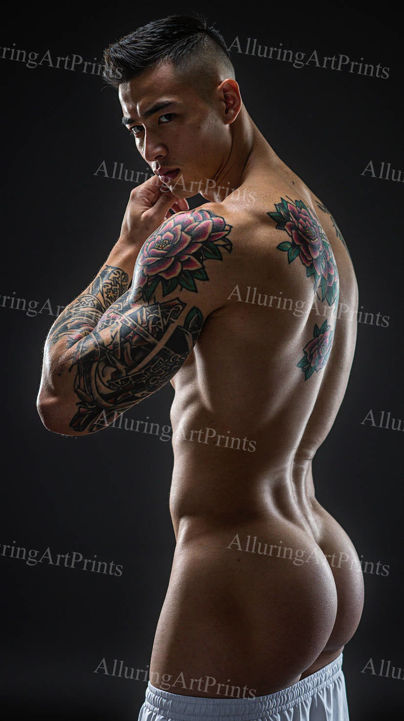 Nude Male Model Muscular Buns- H343
