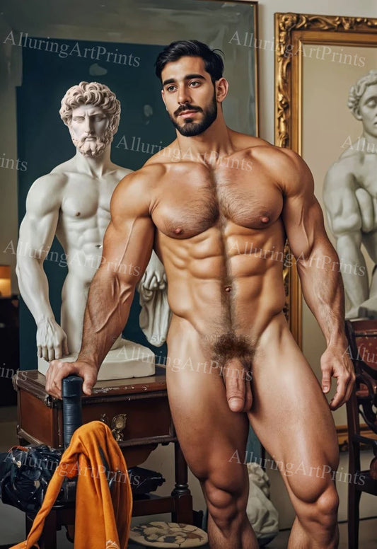Nude Frontal Male Model Muscular - H396