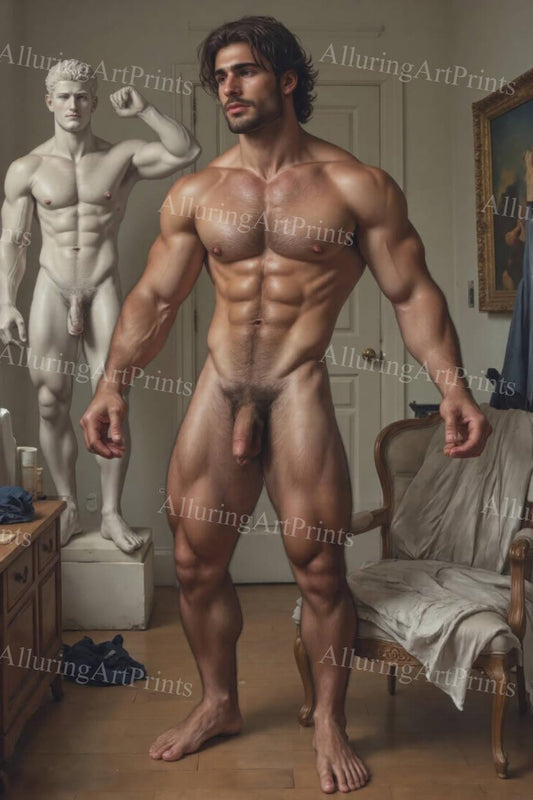 Nude Frontal Male Model Muscular - H398