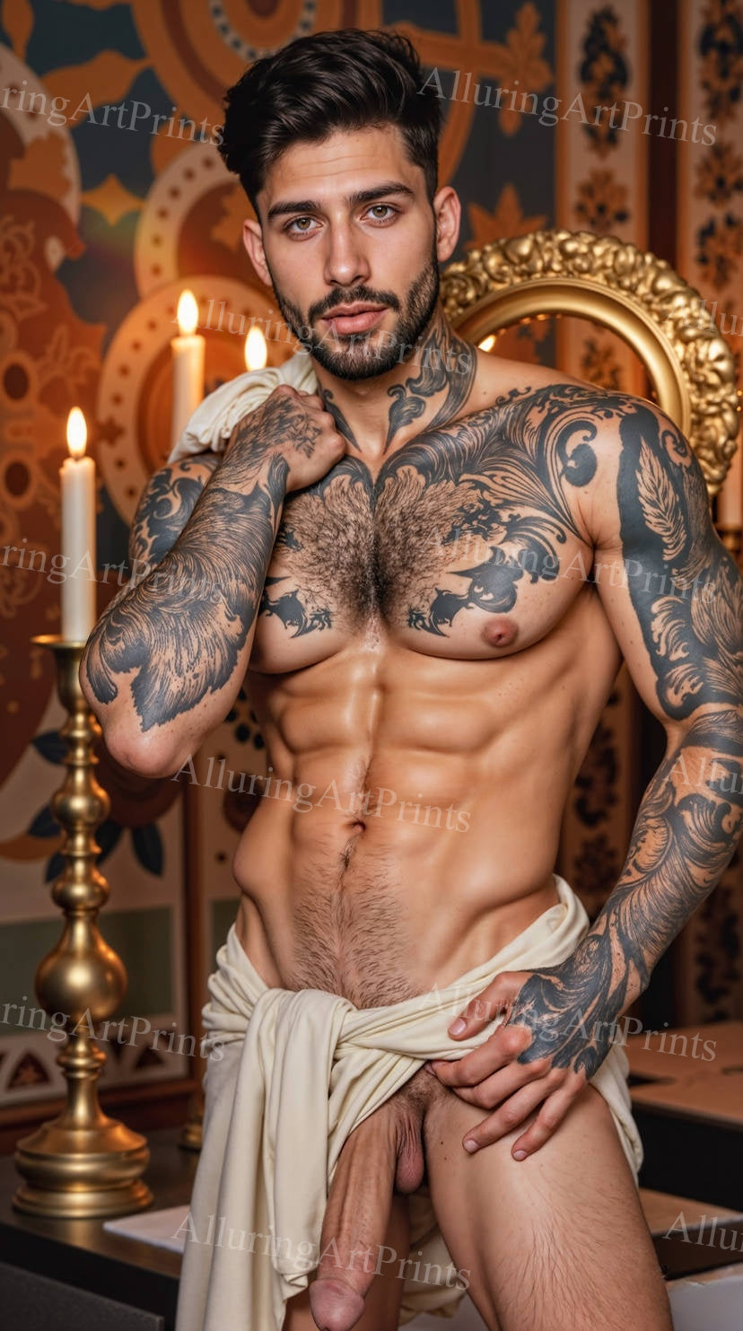 Nude Frontal Male Model Muscular - H400