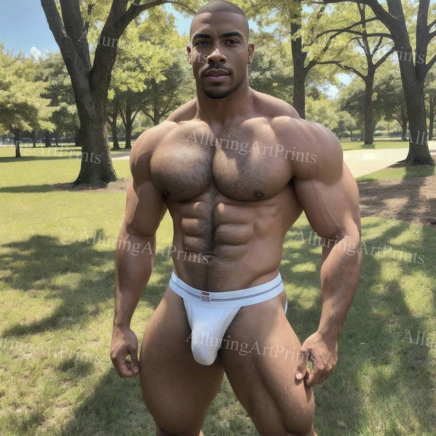 Nude Black Male Model Muscular - H43