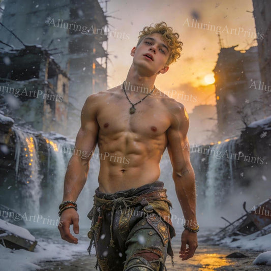 Male Model College Muscular Digital Art AI Fantasy - H846