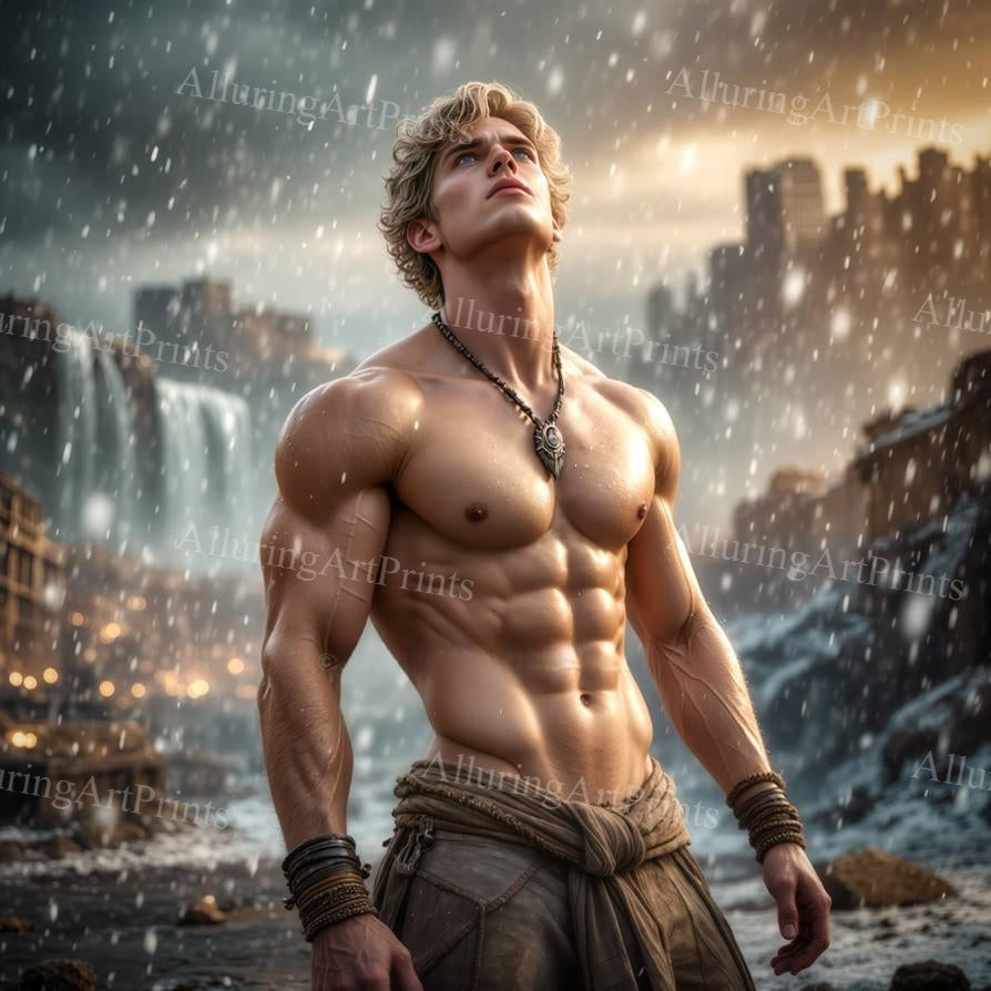 Male Model College Muscular Digital Art AI Fantasy - H853