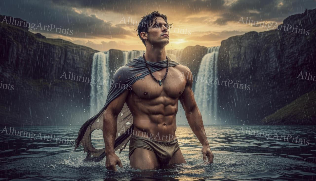 Male Model Warrior Muscular Digital Art AI Fantasy - H856
