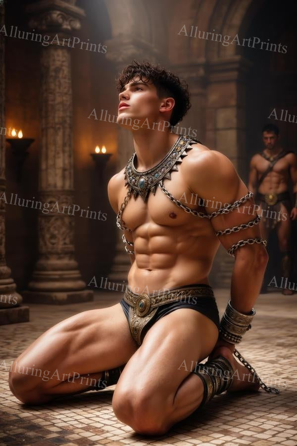 Male Model Warrior Muscular Digital Art AI Fantasy - H859