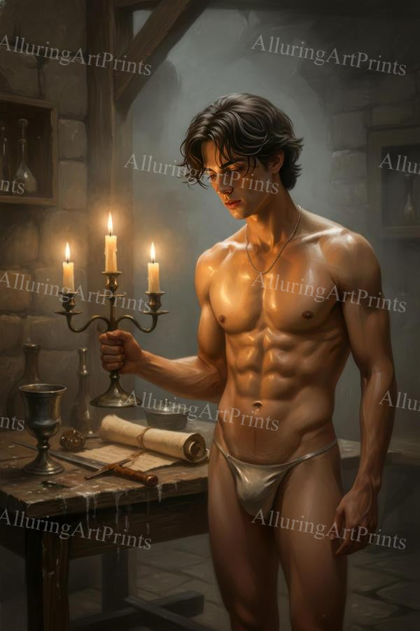 Male Model College Muscular Digital Art AI Fantasy - H865