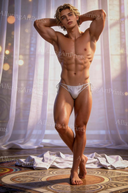 Male Model Muscular Digital Art AI Fantasy - H876