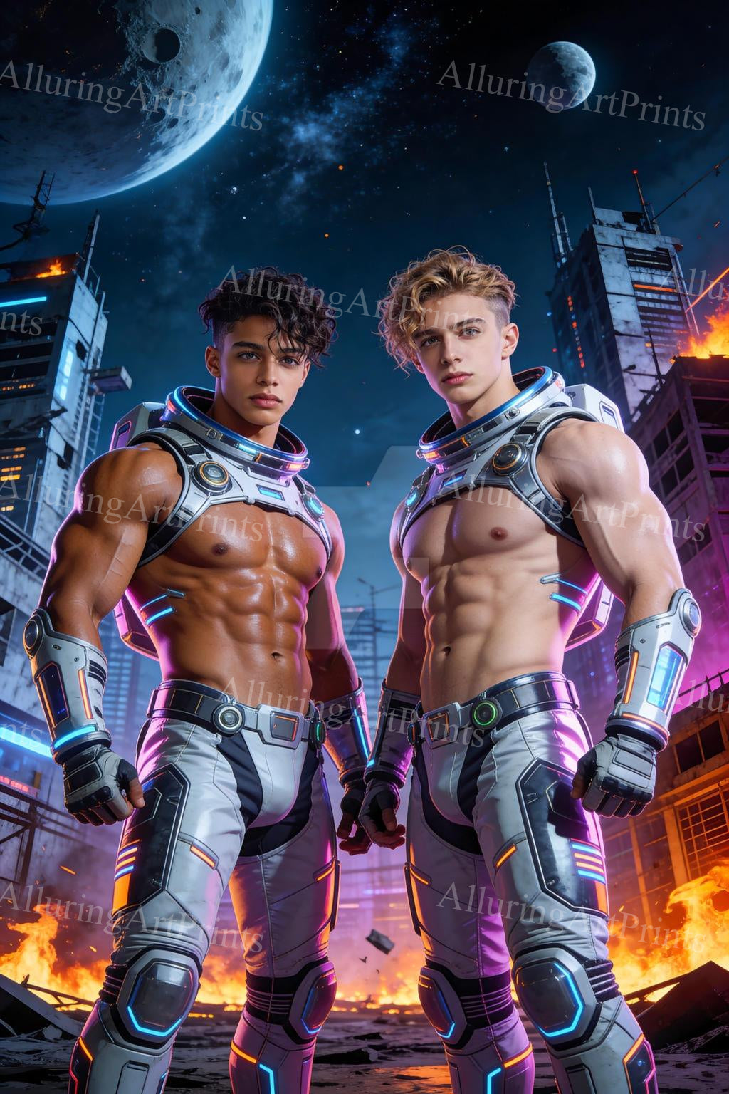 Male Models College Muscular Digital Art AI Fantasy - H892