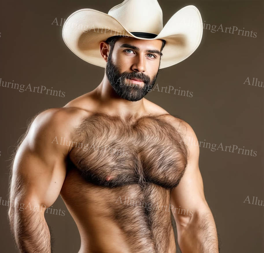 Male Model Cowboy Muscular Digital Art AI Fantasy - H900