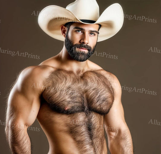 Male Model Cowboy Muscular Digital Art AI Fantasy - H900