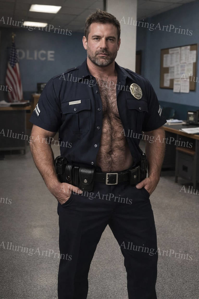 Male Model Cop Muscular Digital Art AI Fantasy - H905