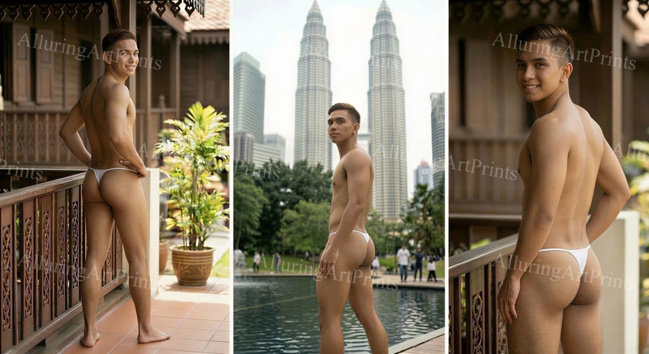 Nude Male Model Muscular Buns- H921