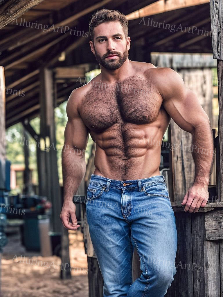 Male Model Hairy Muscular - H963