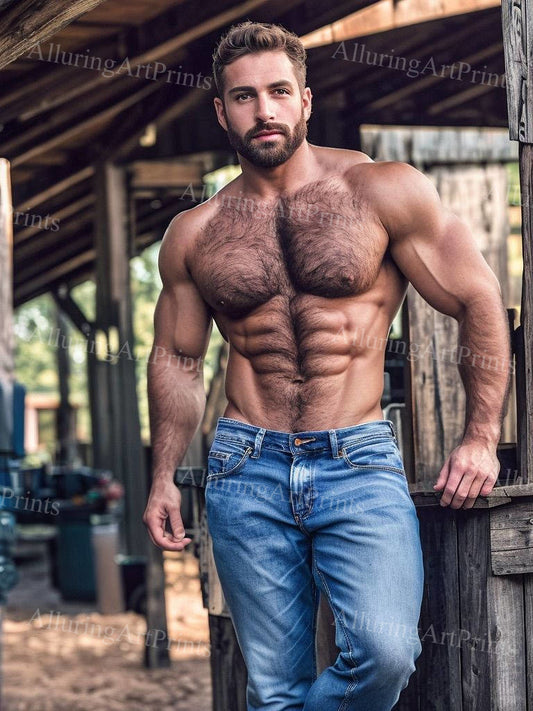 Male Model Hairy Muscular - H963