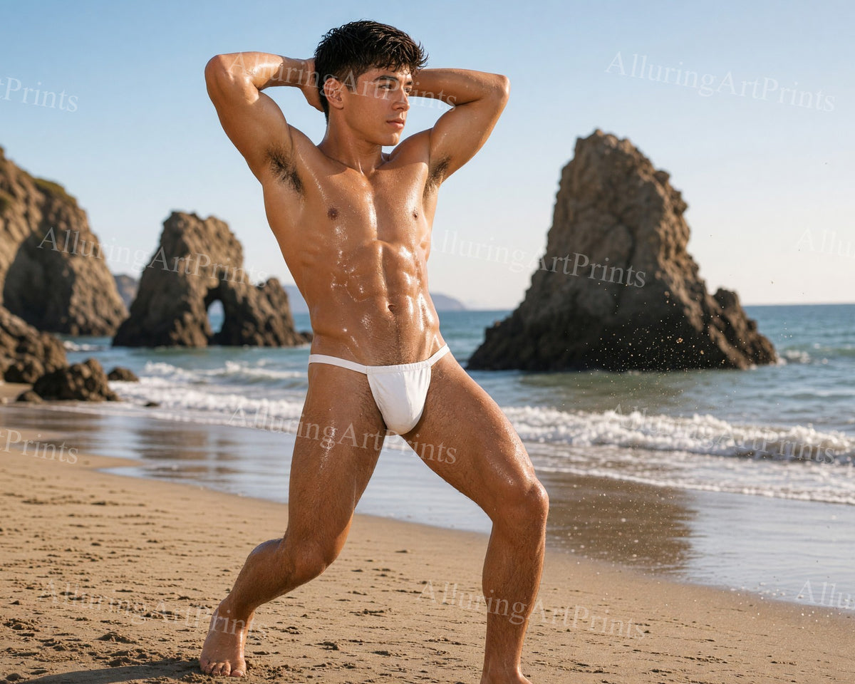 Male Model Muscular Digital Art AI Fantasy - HH108