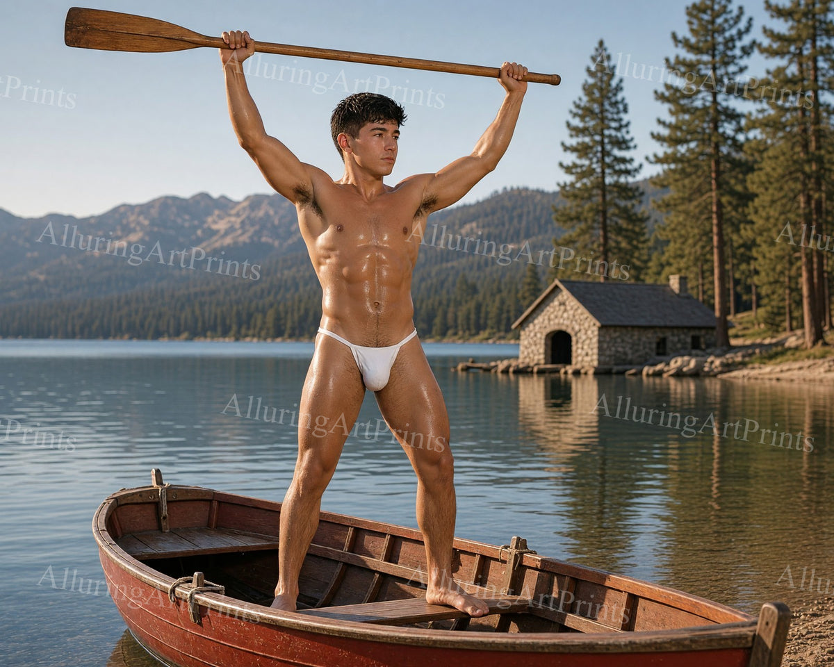 Male Model Muscular Digital Art AI Fantasy - HH111