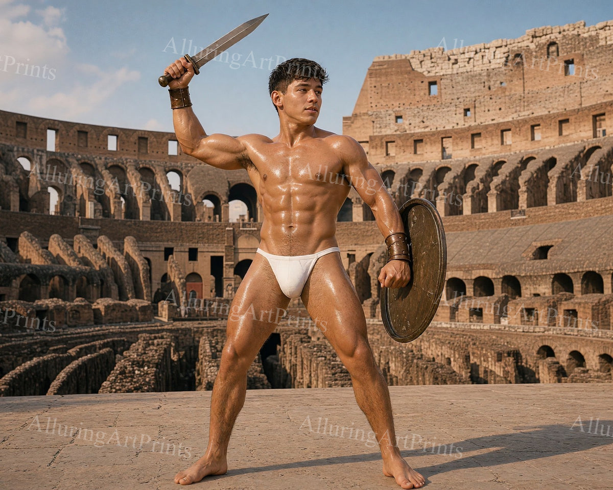 Gladiator Warrior Male Model Muscular Digital Art AI Fantasy - HH71