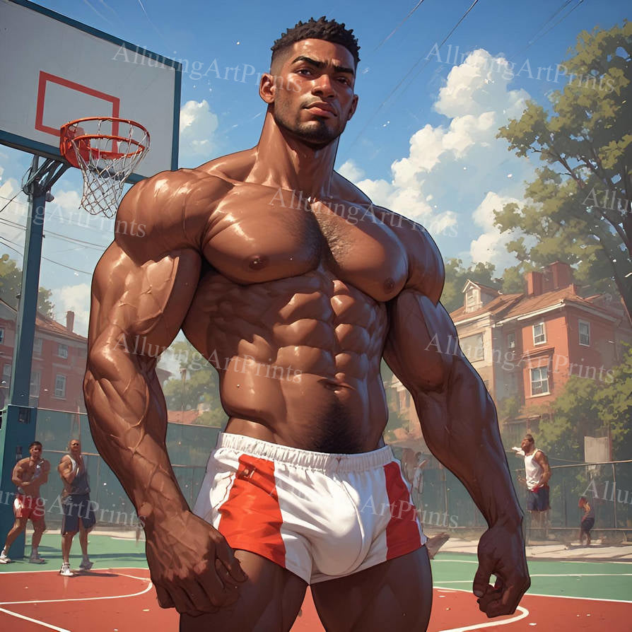 Black Male Model Muscular Digital Art AI Fantasy - J115