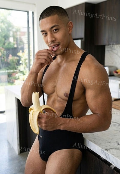 Black Male Model Muscular Digital Art AI Fantasy - J127