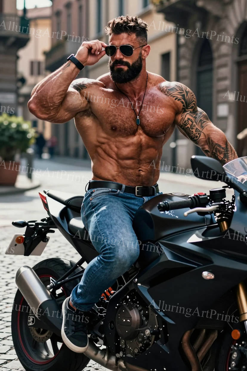 Male Model Muscular Husky Body Builder Digital Art AI Fantasy - J140