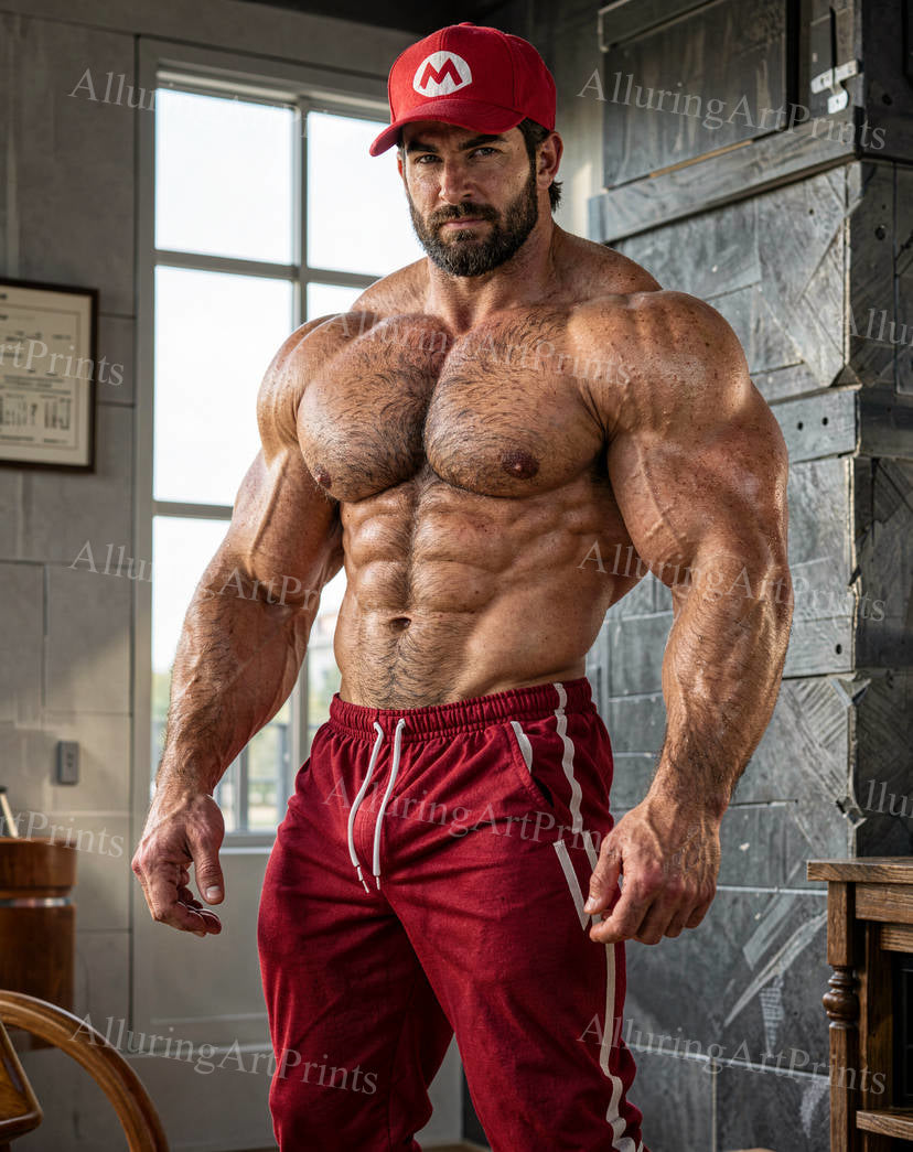 Male Model Muscular Husky Body Builder Digital Art AI Fantasy - J146