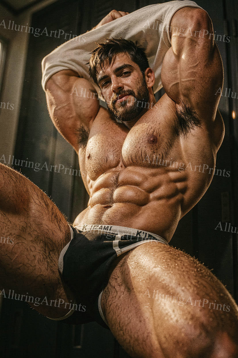 Male Model Muscular Husky Body Builder Digital Art AI Fantasy - J153
