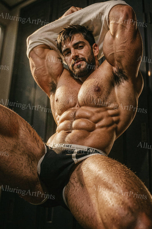 Male Model Muscular Husky Body Builder Digital Art AI Fantasy - J153