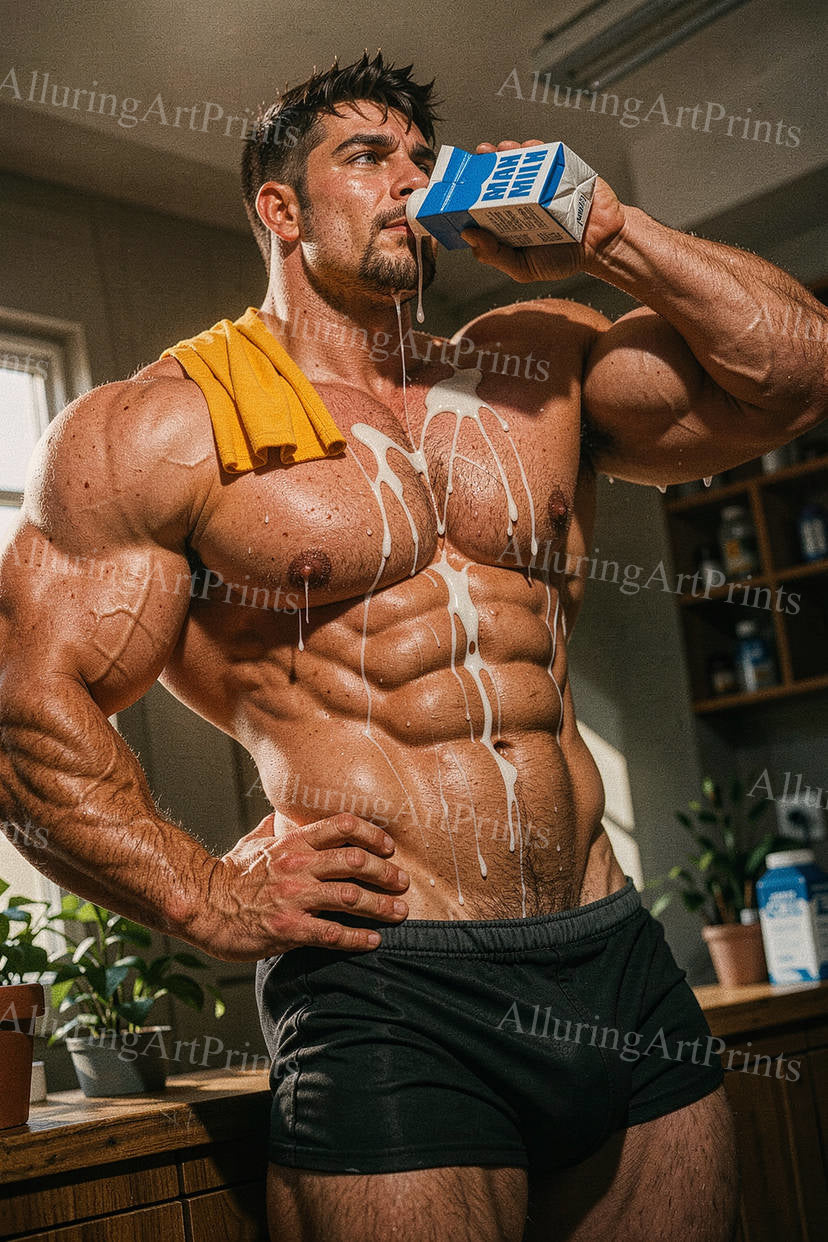 Male Model Muscular Husky Body Builder Digital Art AI Fantasy - J163